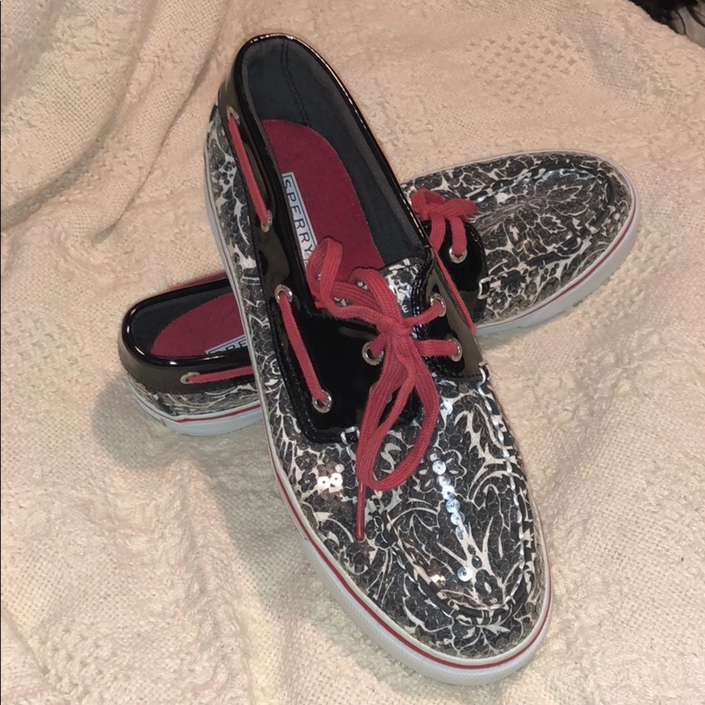 Adorable Black and White Sperry Top Sider